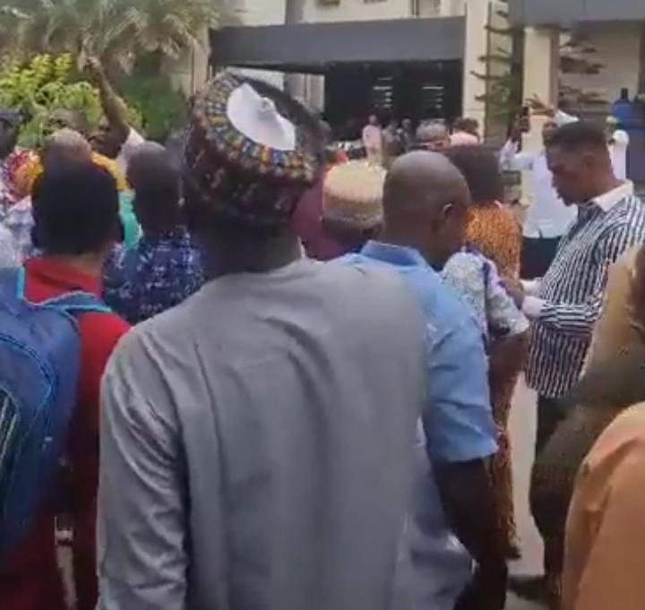Workers protest against Umahi, demand his sack after he locks them out over lateness