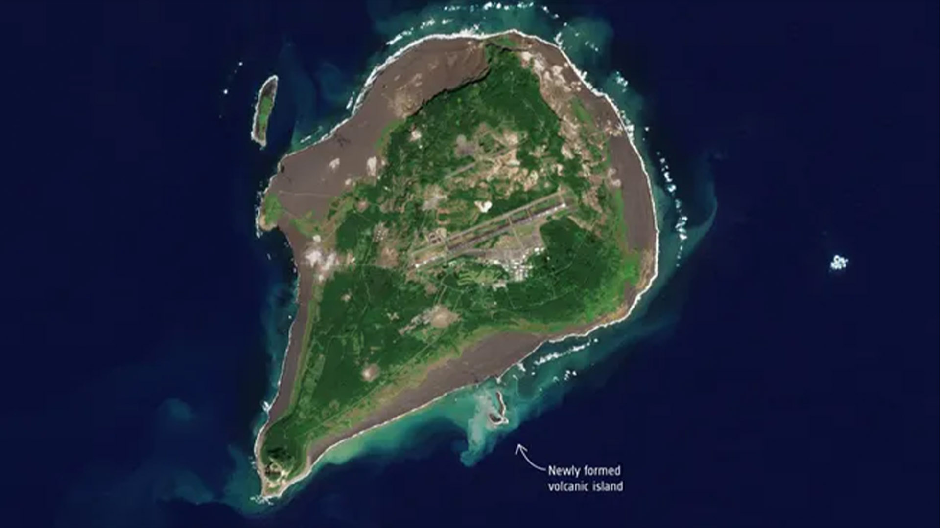 Newly-formed volcanic island near Japan is still growing, satellite reveals