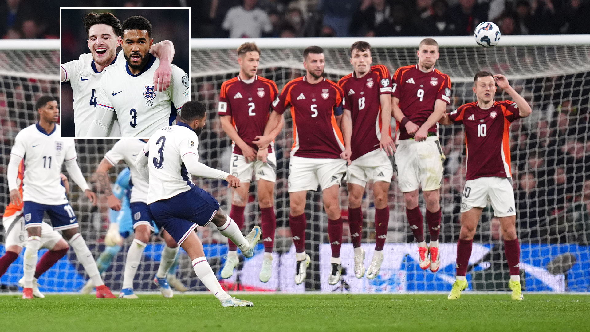 Reece James marks first England start after two and a half years out with injury with Beckham-like goal and MOTM award